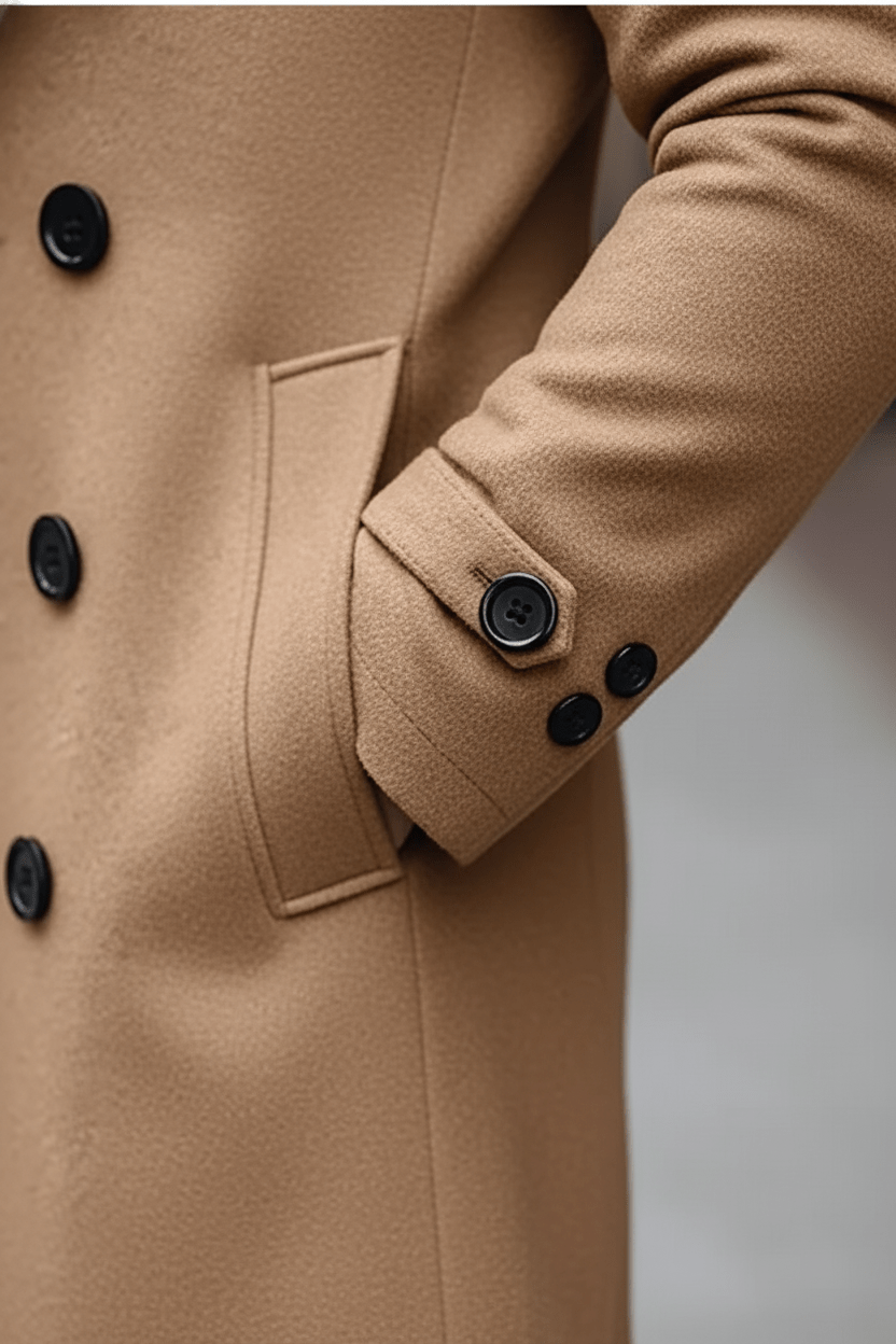 Mens Double-Breasted Trench Coat Tailored Fit Classic Design