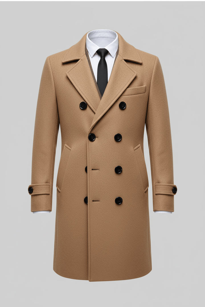 Mens Double-Breasted Trench Coat Tailored Fit Classic Design