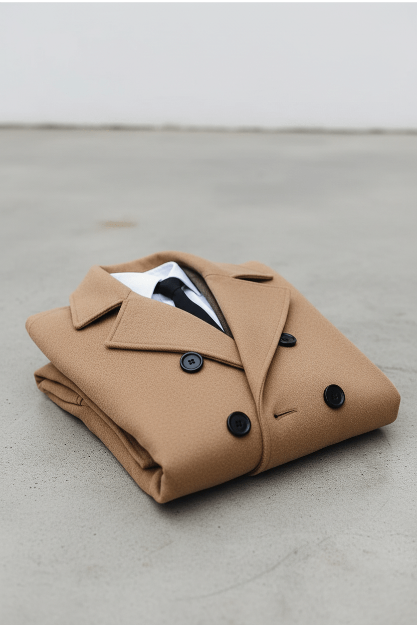 Mens Double-Breasted Trench Coat Tailored Fit Classic Design