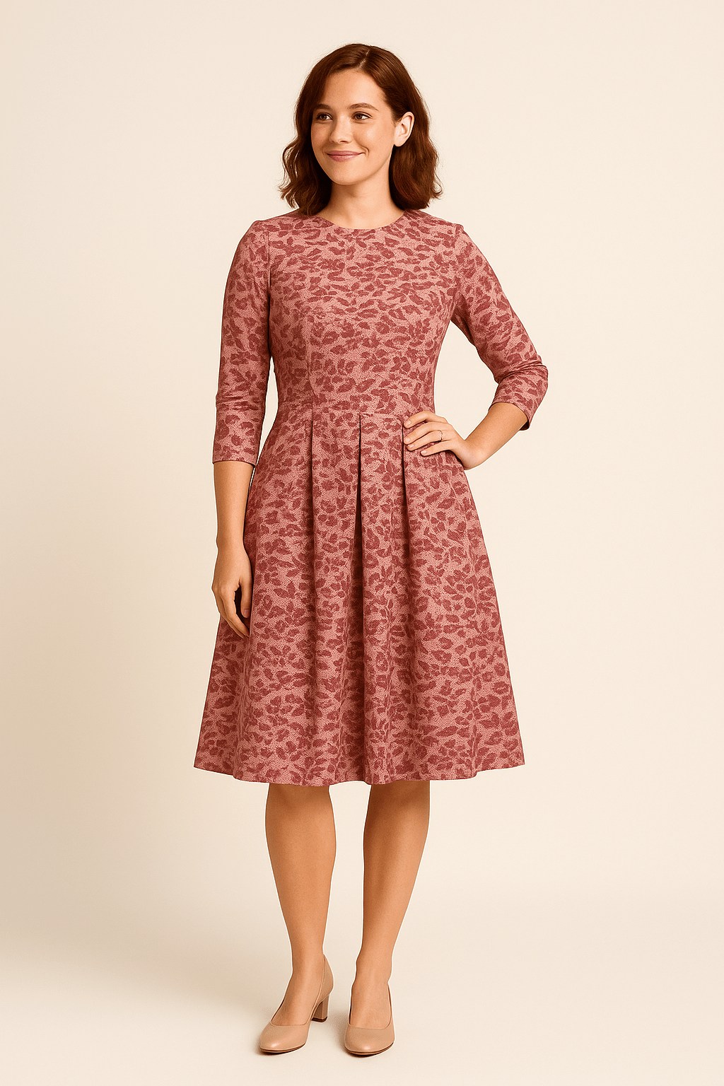 Womens A-Line Knee-Length Dress Floral Pattern