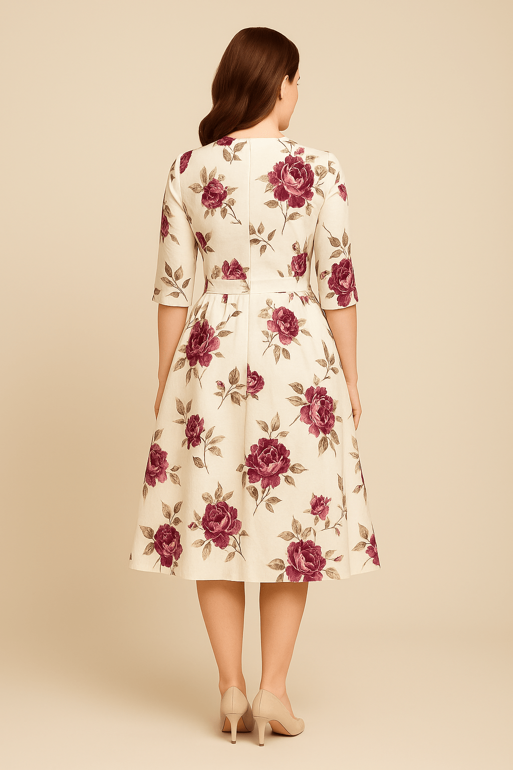 Womens A-Line Knee-Length Dress Floral Pattern