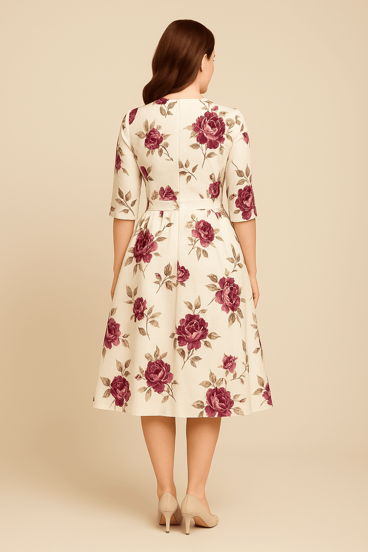Womens A-Line Knee-Length Dress Floral Pattern