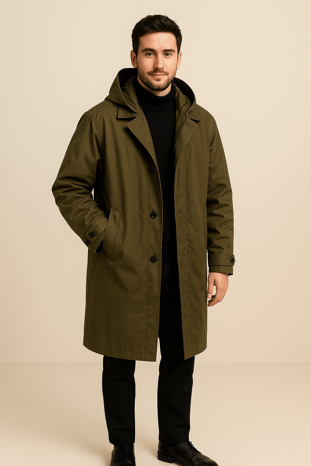Womens Trench Coat Wool Blend Tailored Fit