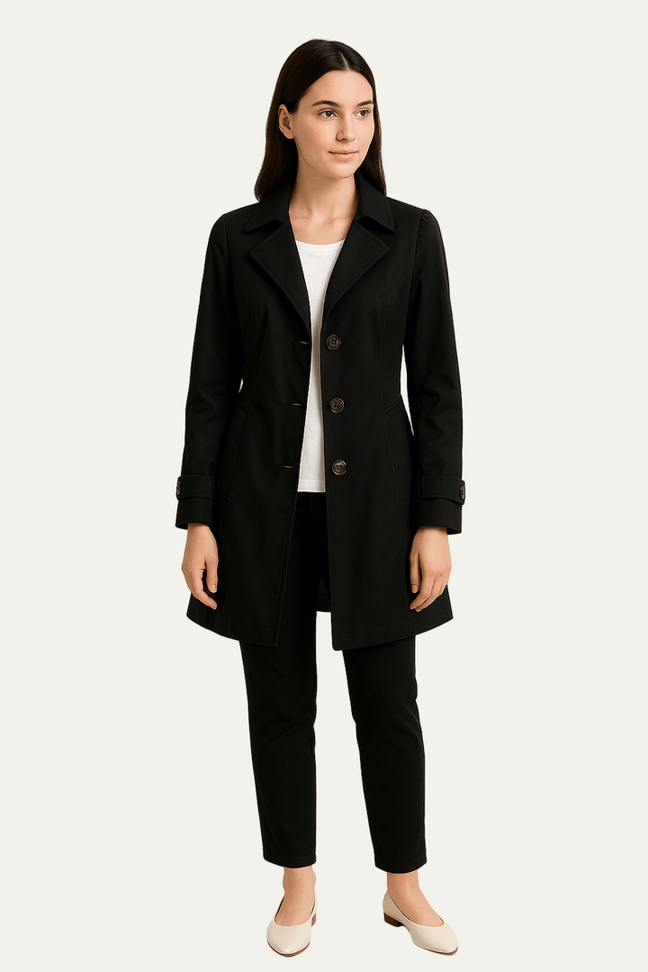Womens Trench Coat Classic Single Breasted Fit - BritishMode