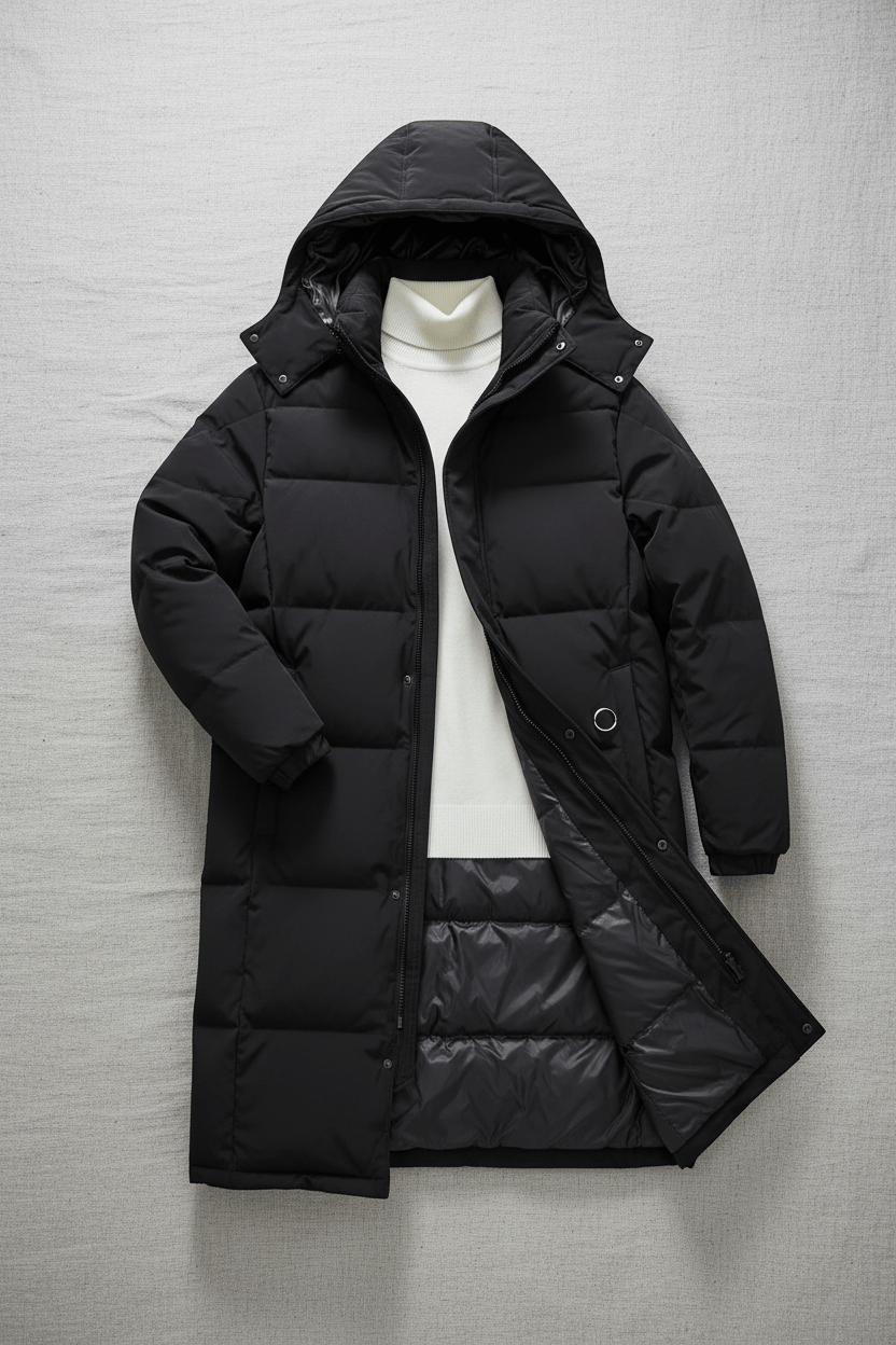 Womens Long Quilted Puffer Coat Insulated Warm Fit