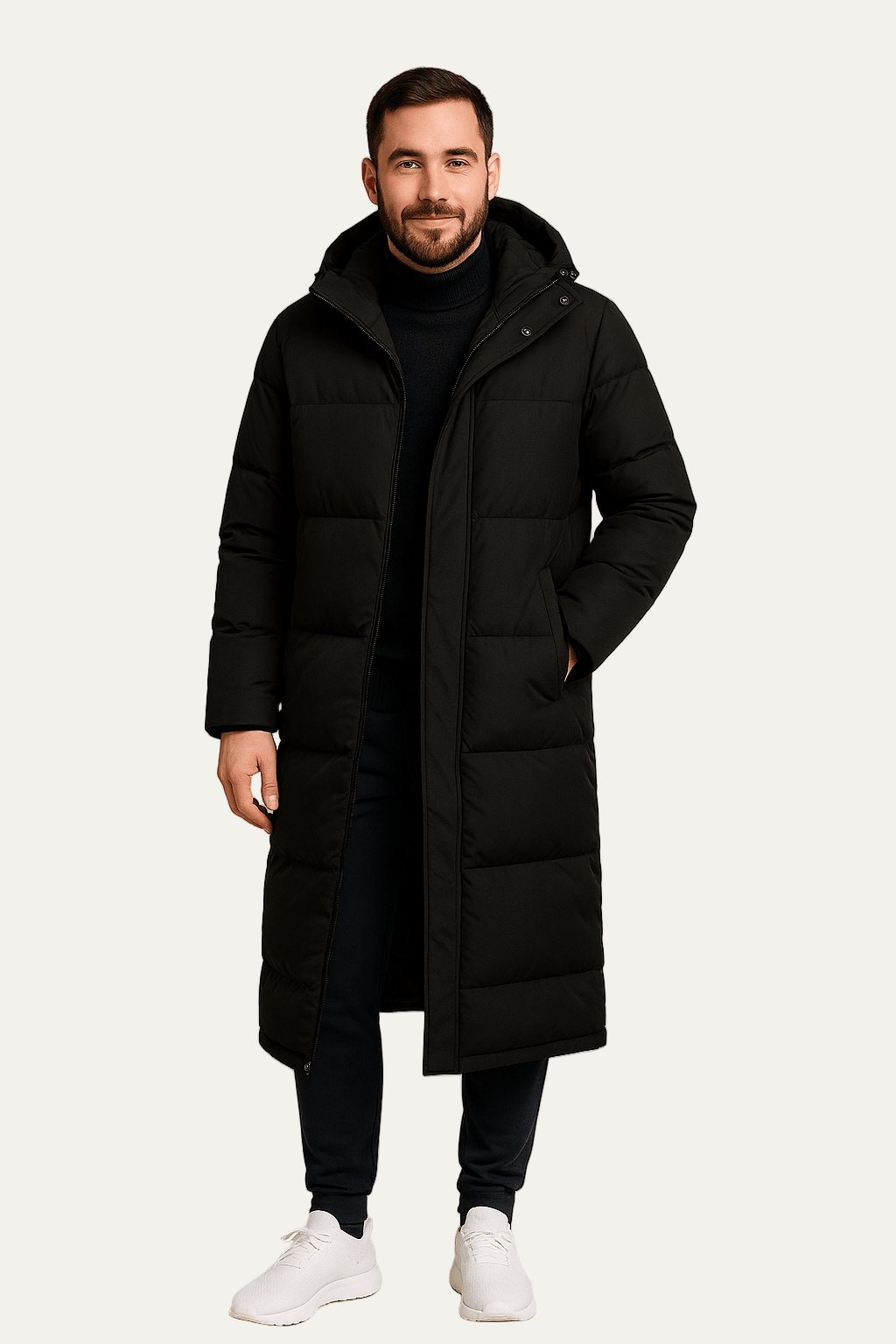 Mens Full-Length Insulated Puffer Parka Hooded - BritishMode