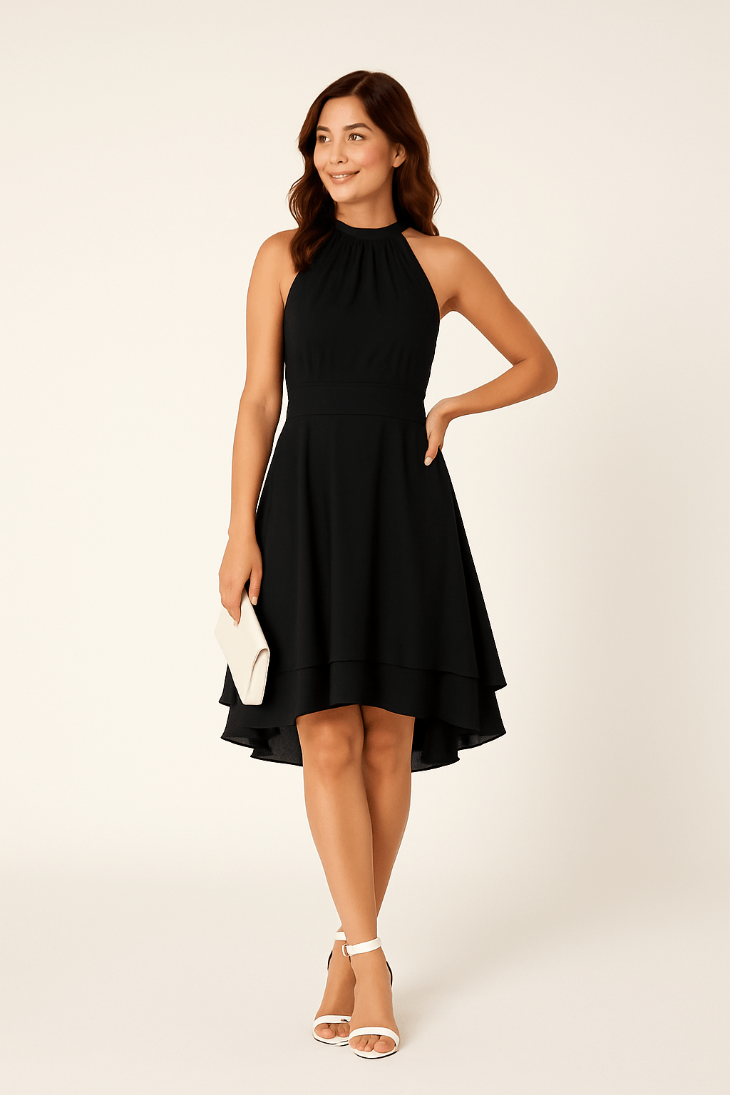 Womens Sleeveless Dress Halter Neck Fit - BritishMode