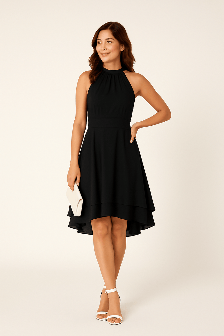 Womens Sleeveless Dress Halter Neck Fit - BritishMode