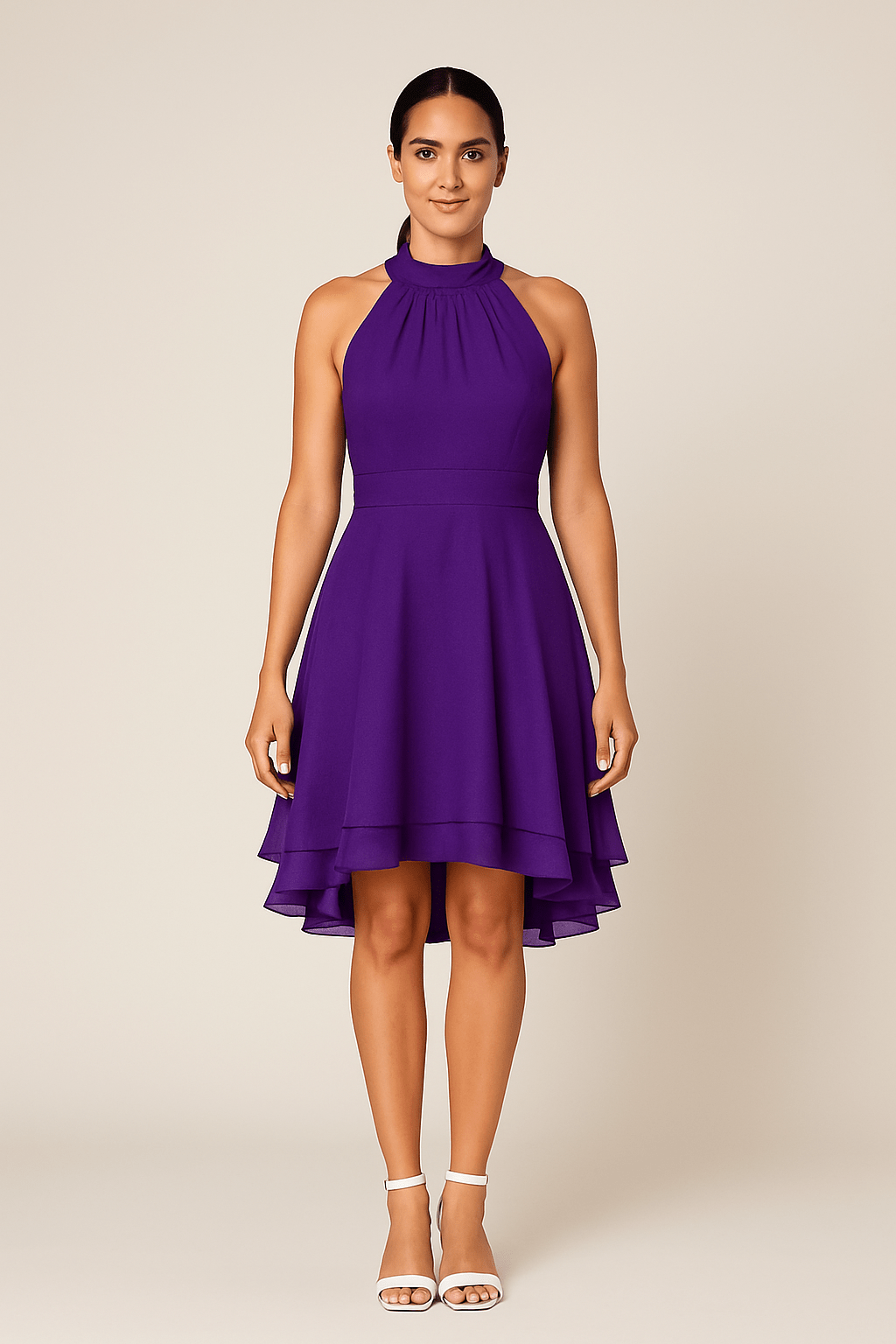Womens Sleeveless Dress Halter Neck Fit