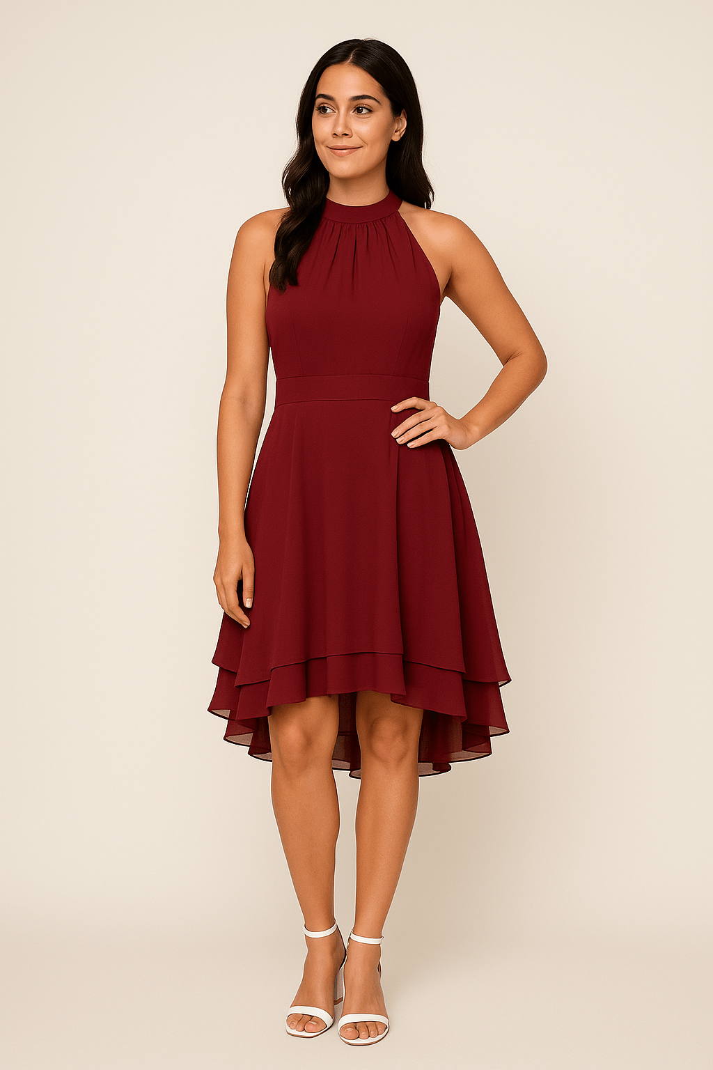 Womens Sleeveless Dress Halter Neck Fit