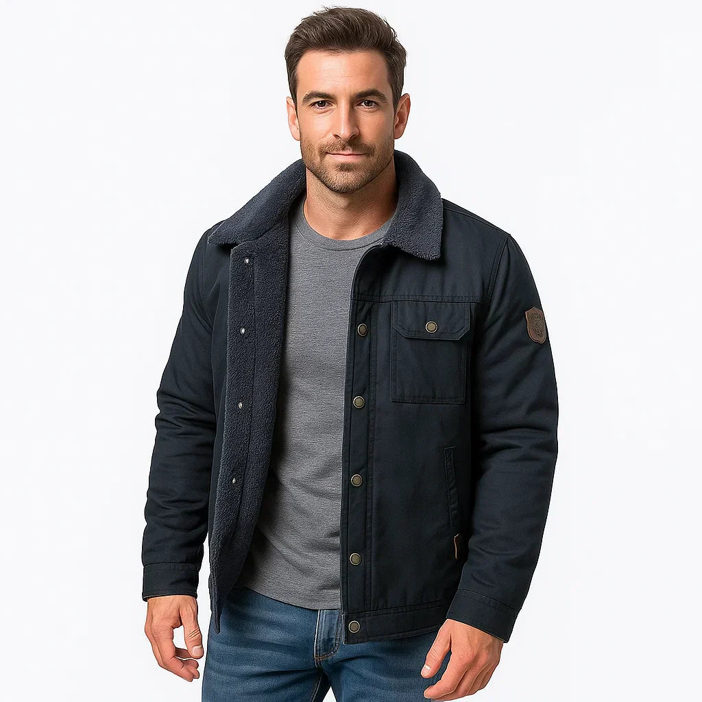 Mens Utility Jacket Sherpa Lined Relaxed Fit - BritishMode