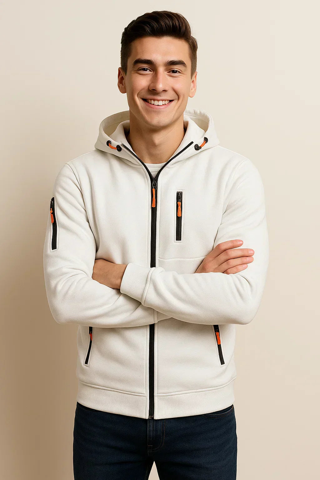Mens Hooded Jacket with Zip and Pockets - BritishMode