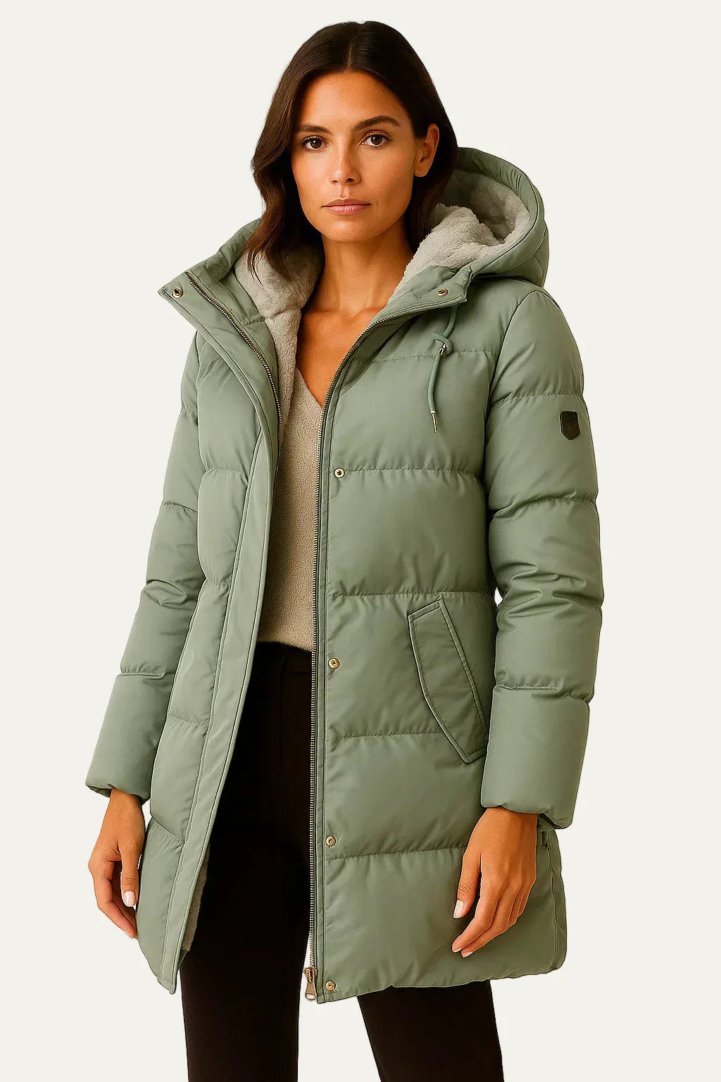 Womens Quilted Puffer Coat Insulated Long Hooded - BritishMode