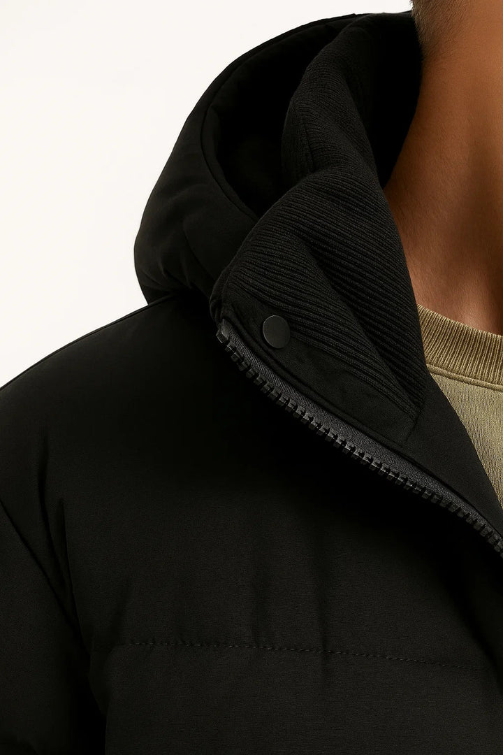 Mens Quilted Puffer Jacket Hooded Insulated Fit