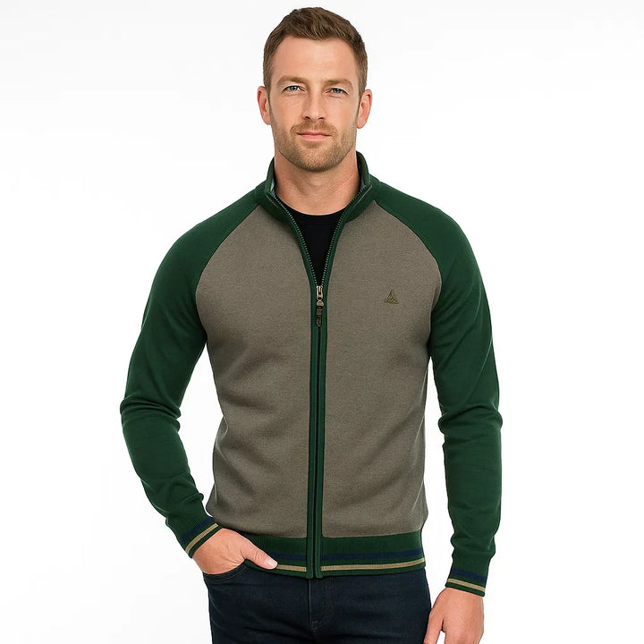 Mens Zip Cardigan Raglan Sleeve Two-Tone - BritishMode