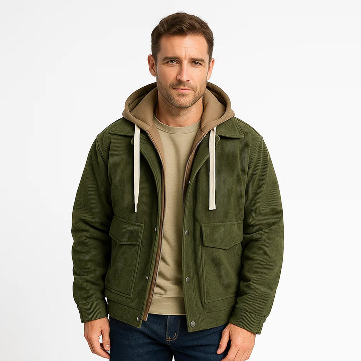 Mens Corduroy Trucker Jacket with Hood - BritishMode