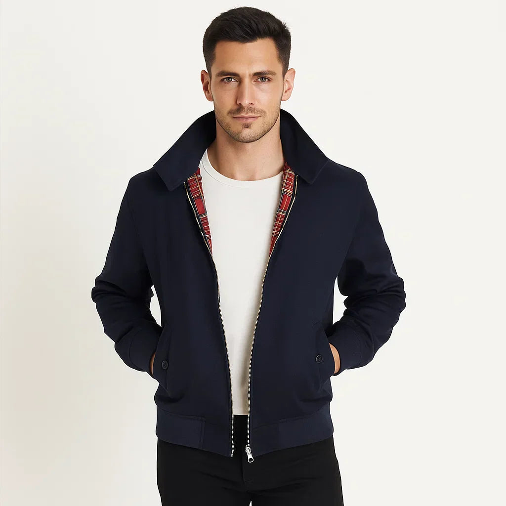 Mens Harrington Jacket Zip Front Classic Fit - BritishMode