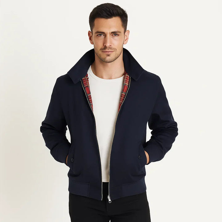 Mens Harrington Jacket Zip Front Classic Fit - BritishMode