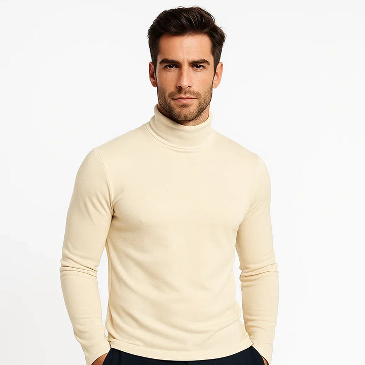 Mens Turtleneck Top Soft Knit Form Fitting - BritishMode