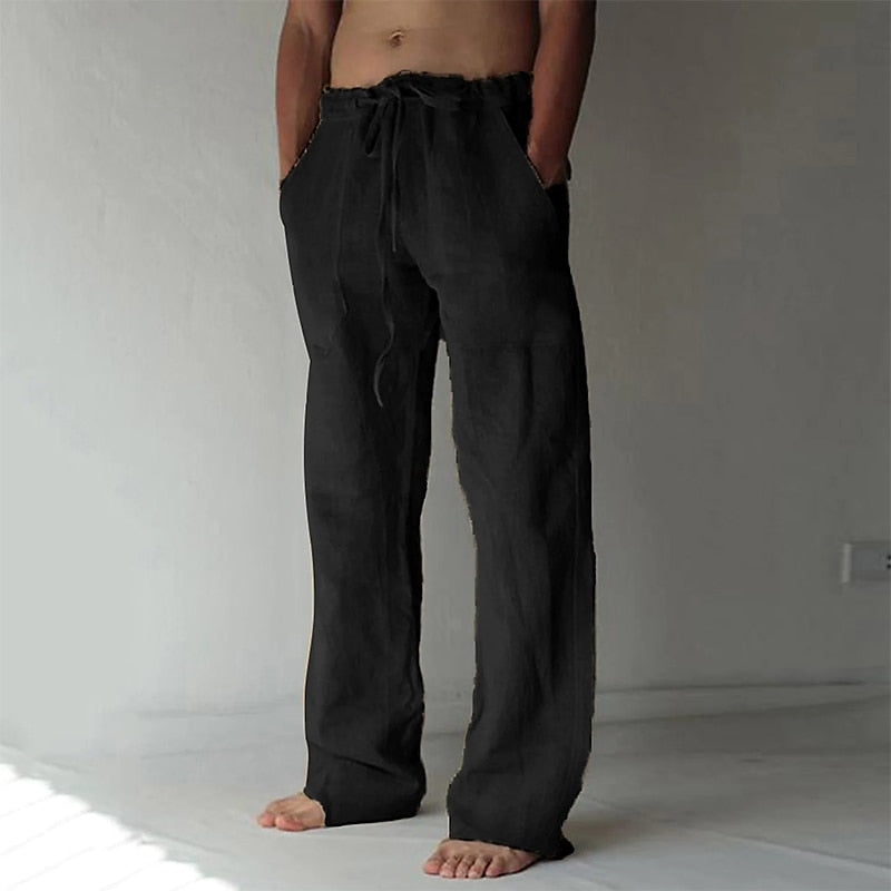 Mens Linen Pants Breathable Casual Comfort Fit