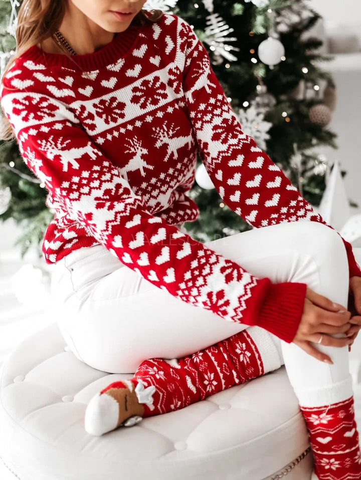 Womens Knitted Sweater with Crewneck Soft Fit