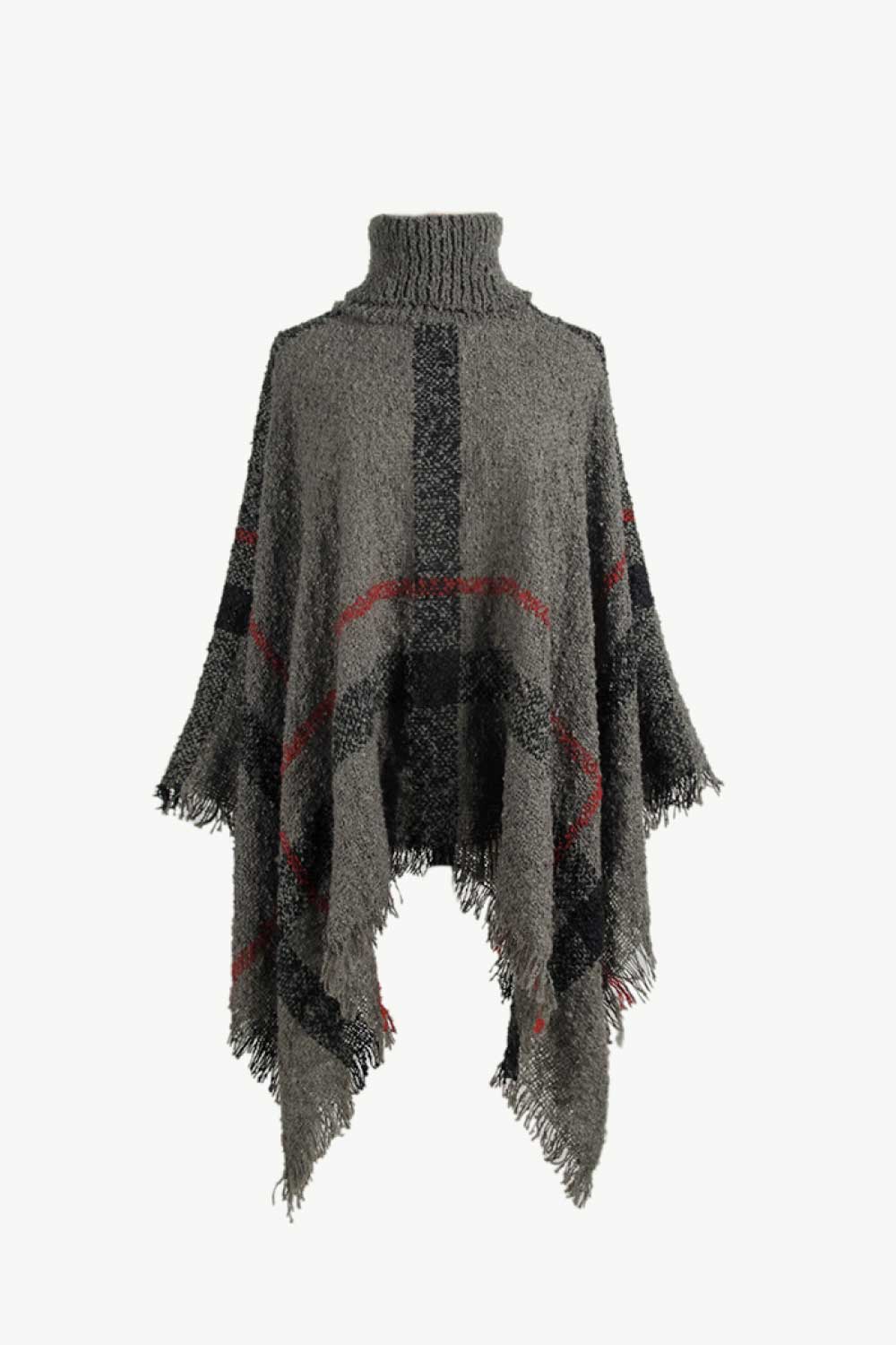 Womens Poncho Cape with Tassel Edge Boatneck