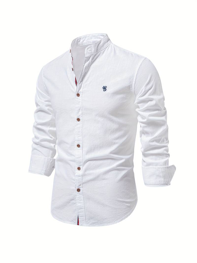 Mens Long-Sleeve Button-Down Shirt Cotton Regular Fit