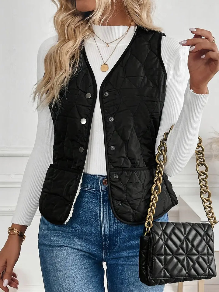 Womens Reversible Quilted Vest Sherpa Lined Lightweight Fit