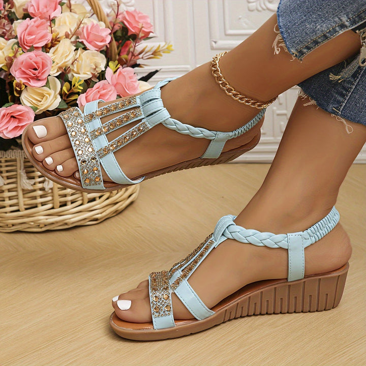 Womens Orthopaedic Wedge Sandals Ankle Strap Embellished