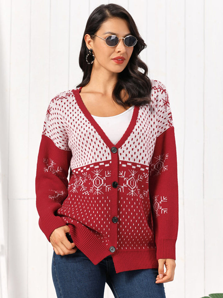 Womens Button Cardigan Wool Blend Warm Fit - BritishMode