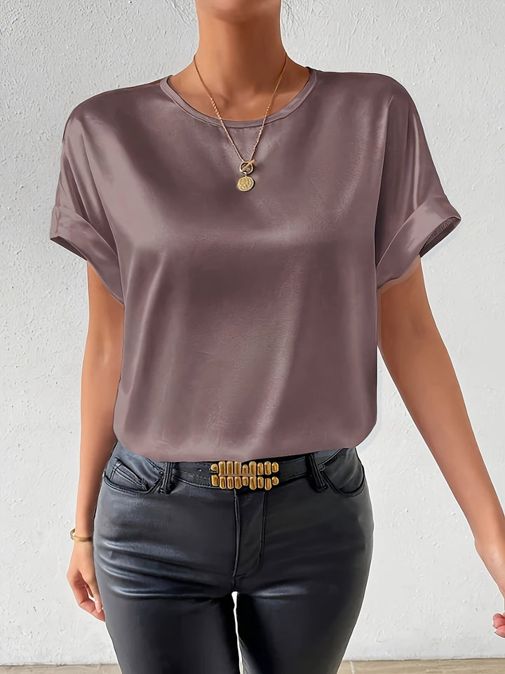 Womens Summer Blouse Linen-Like Fabric Loose Fit Elegant Style