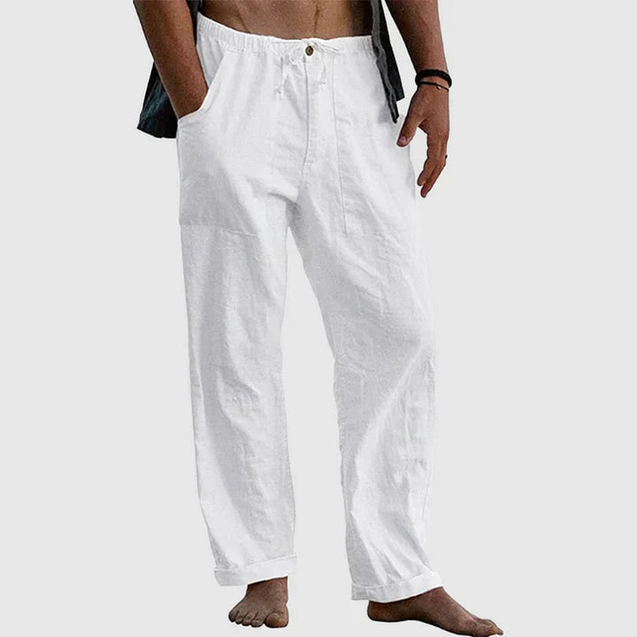 Mens Linen Pants Relaxed Fit Drawstring Waist