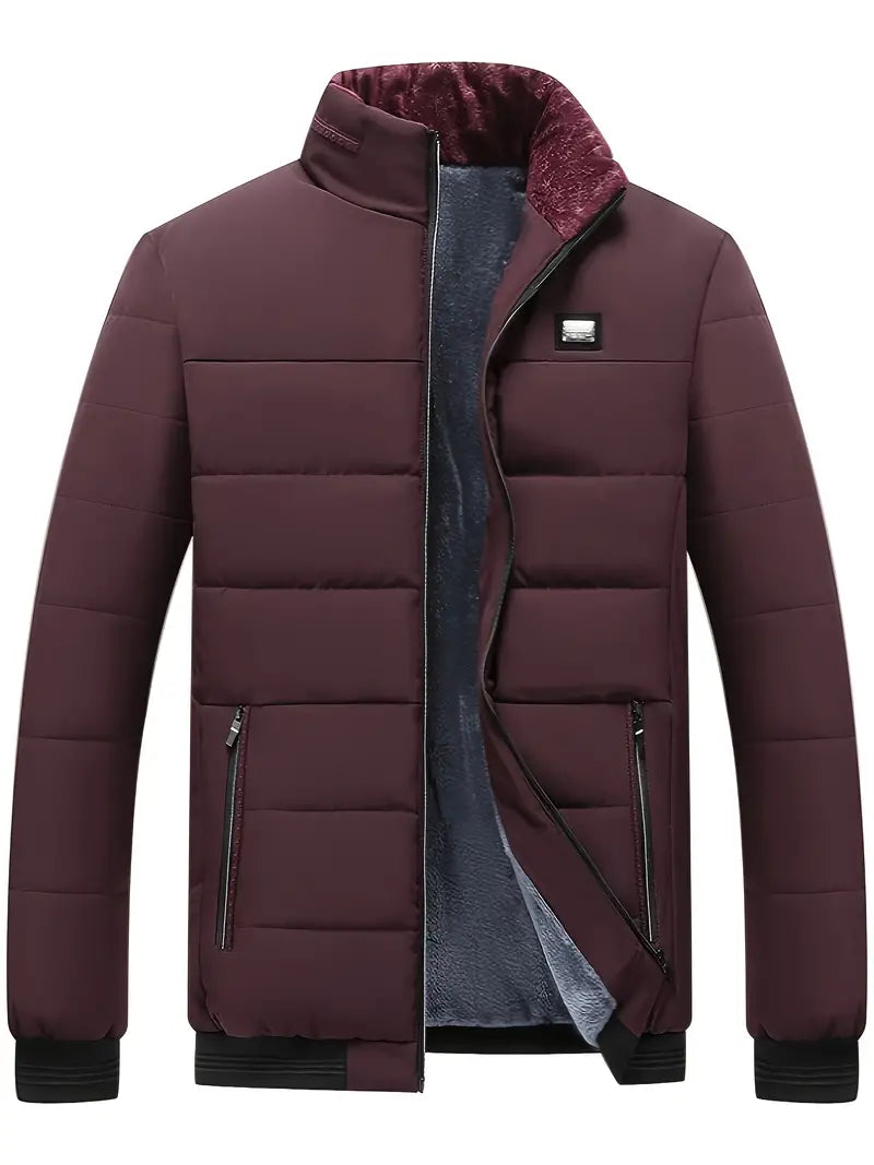 Mens Winter Jacket with Stand Collar Velvet Lining Warm