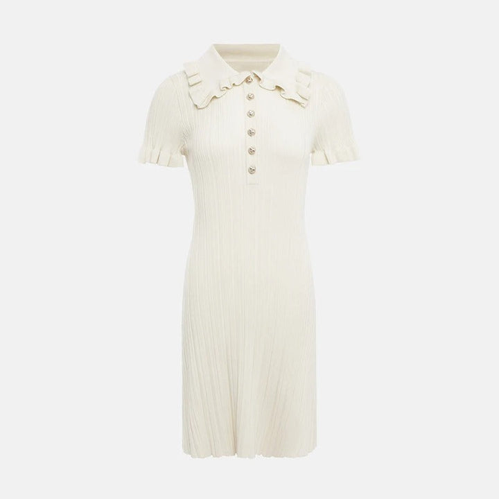 Womens Dress with Ruffles and Button Front Elegant Fit