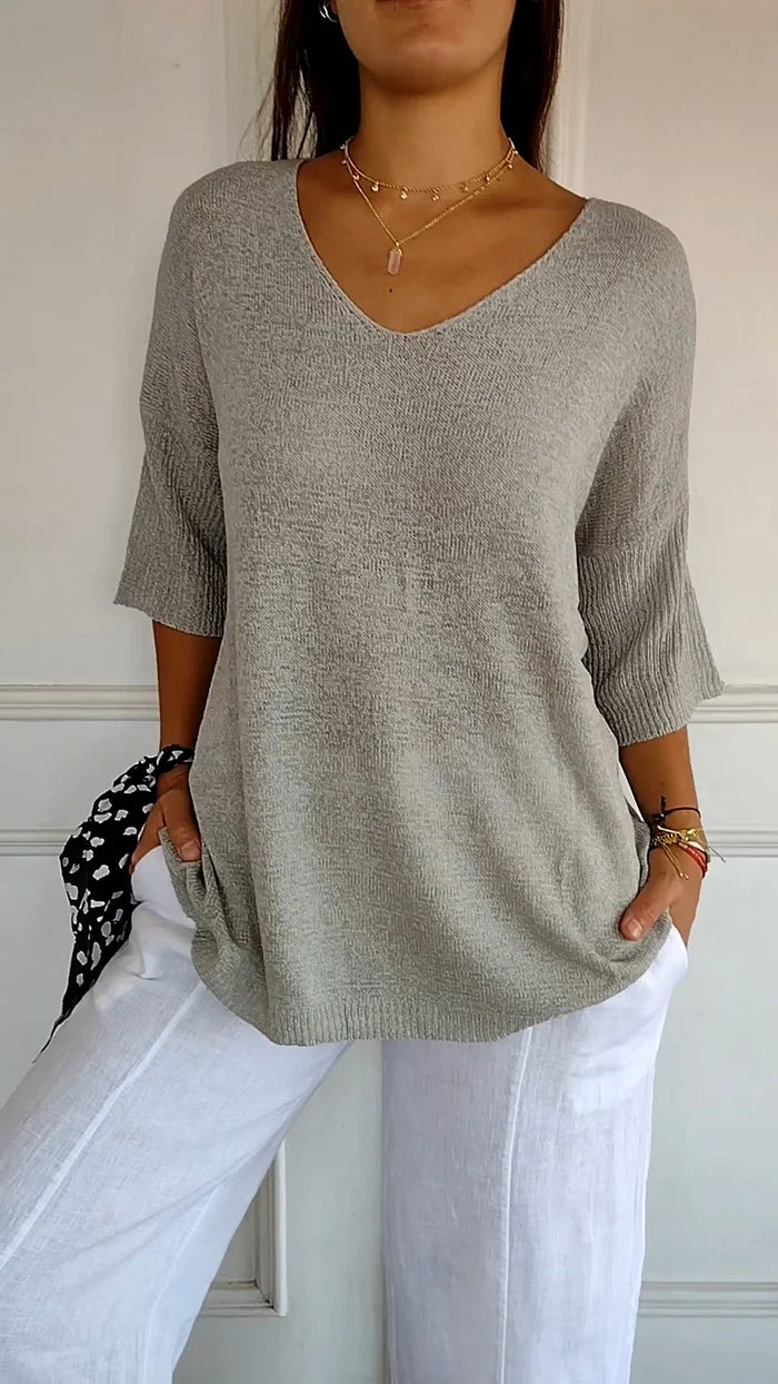 Womens V-Neck Sweater Relaxed Fit