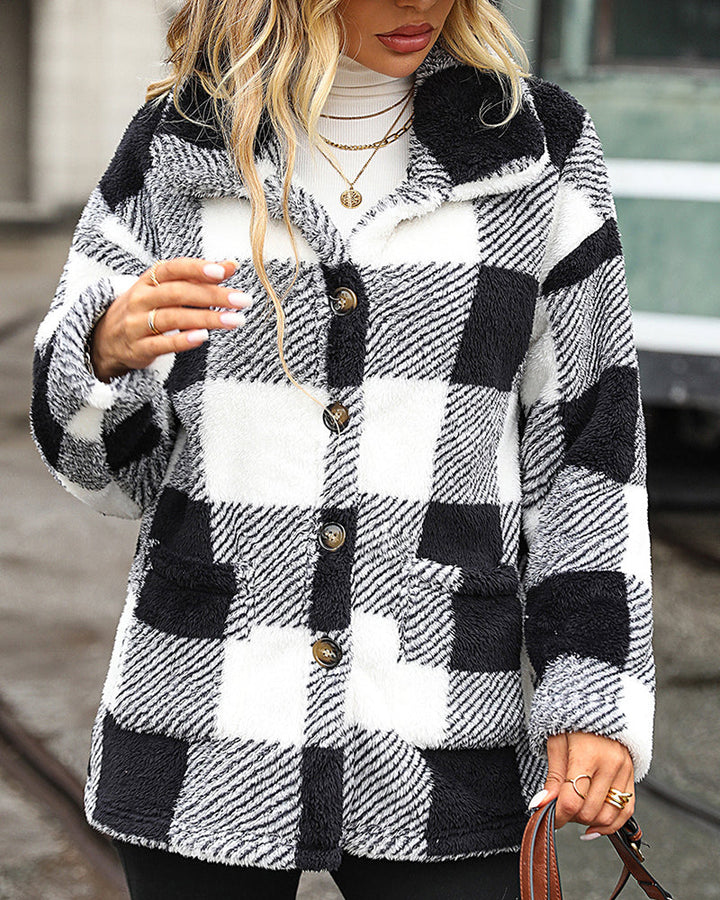 Womens Winter Coat Plaid Classic Fit