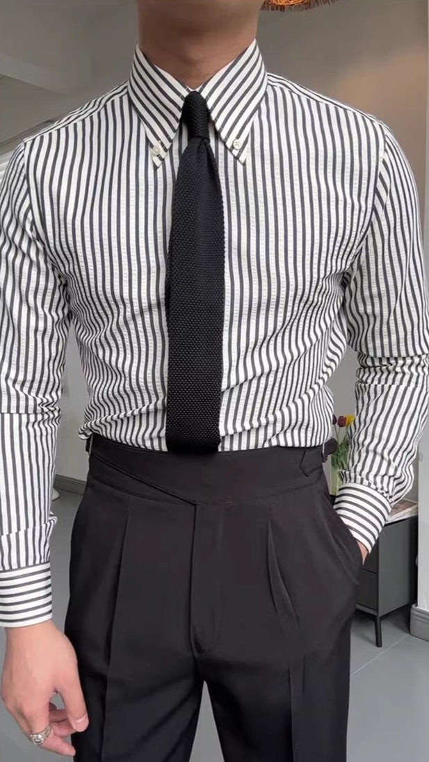Mens Slim Fit Shirt with Stripe Pattern