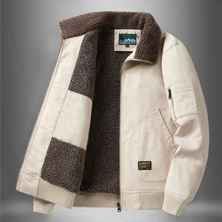 Mens Leather Jacket with Fleece Lining Warm Fit