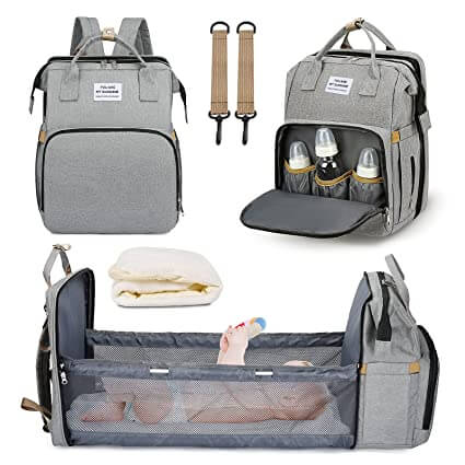 Unisex Portable Baby Bed and Diaper Bag Travel Backpack Multi-Function