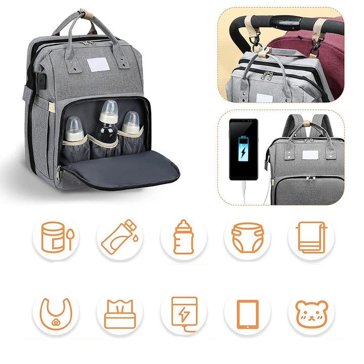 Unisex Portable Baby Bed and Diaper Bag Travel Backpack Multi-Function