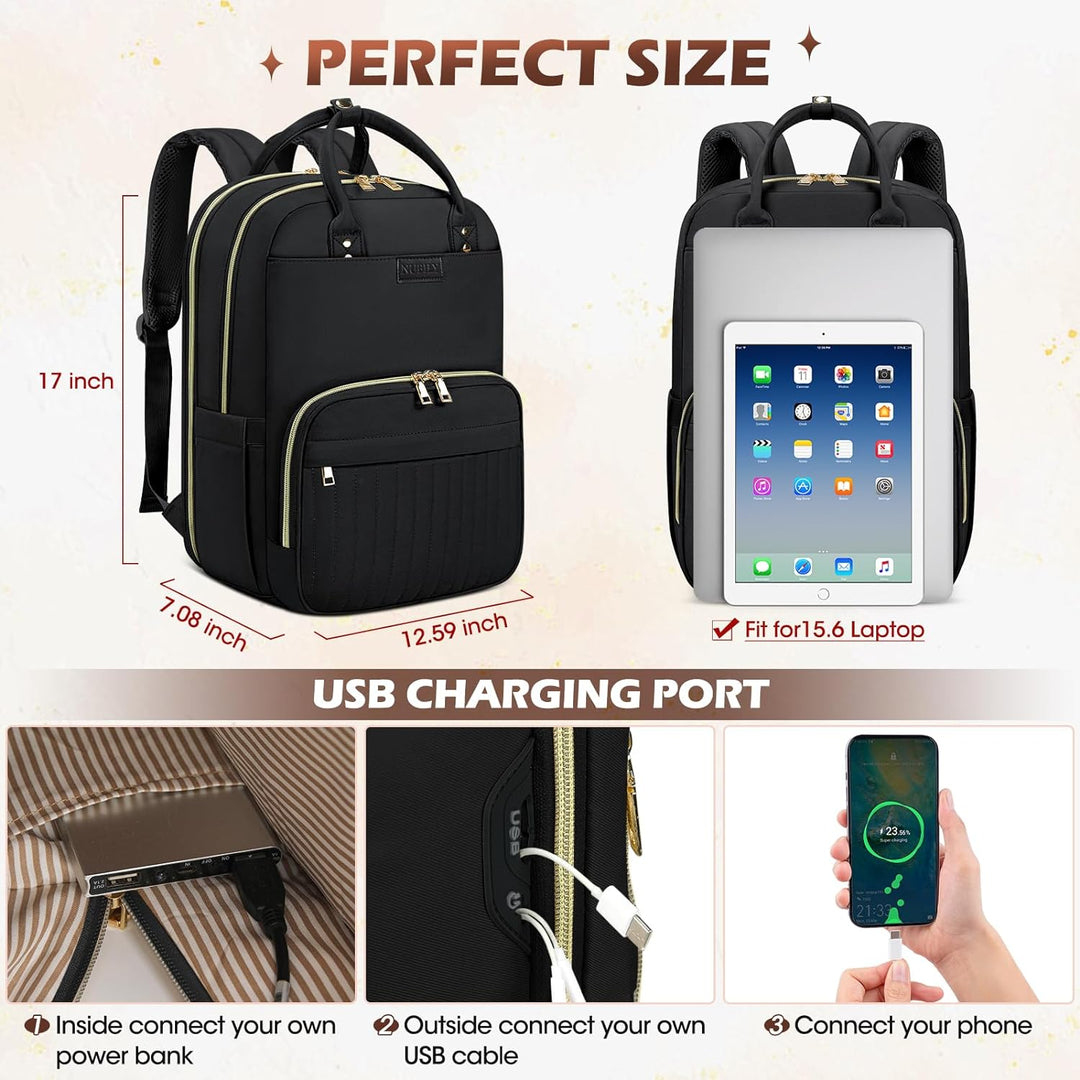 Unisex Travel Laptop Backpack Water-Resistant Organized Compartments