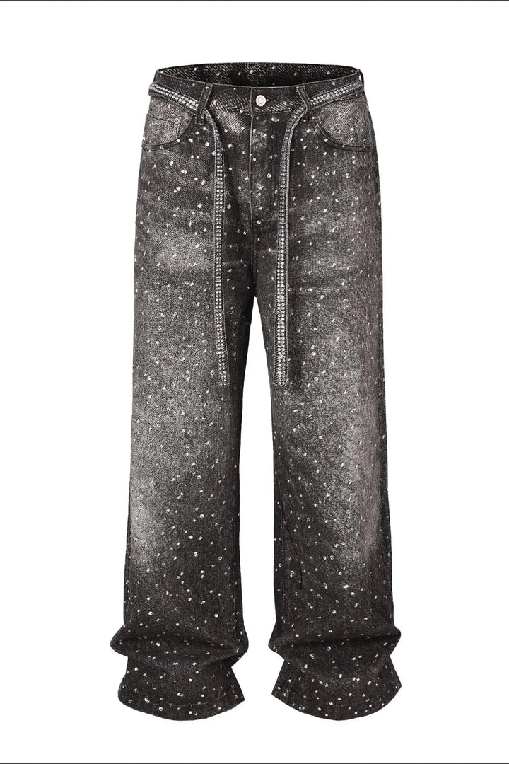 Mens Distressed Denim Jeans with Belt Loop