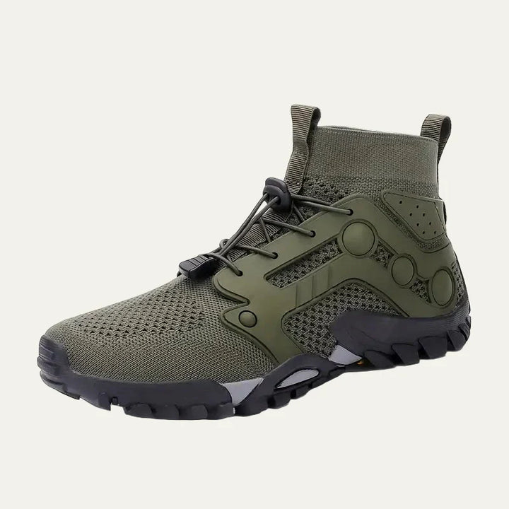 Mens Trail Shoes Knit Cuff Mid Cut Quick Lace - BritishMode