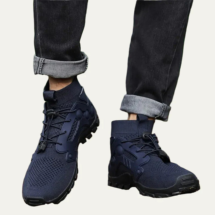 Mens Trail Shoes Knit Cuff Mid Cut Quick Lace