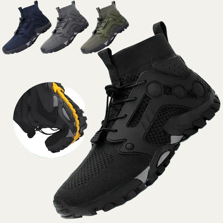 Mens Trail Shoes Knit Cuff Mid Cut Quick Lace