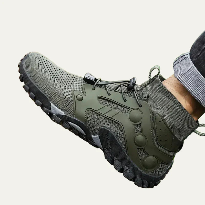 Mens Trail Shoes Knit Cuff Mid Cut Quick Lace