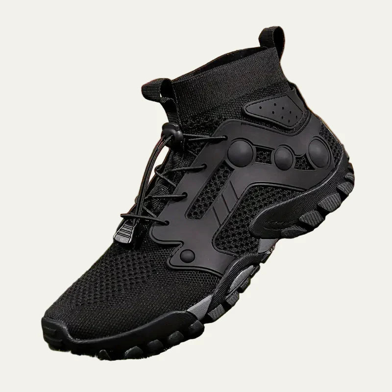 Mens Trail Shoes Knit Cuff Mid Cut Quick Lace
