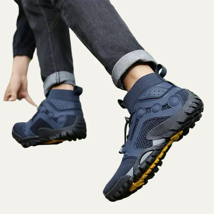 Mens Trail Shoes Knit Cuff Mid Cut Quick Lace