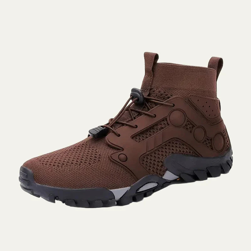Mens Trail Shoes Knit Cuff Mid Cut Quick Lace