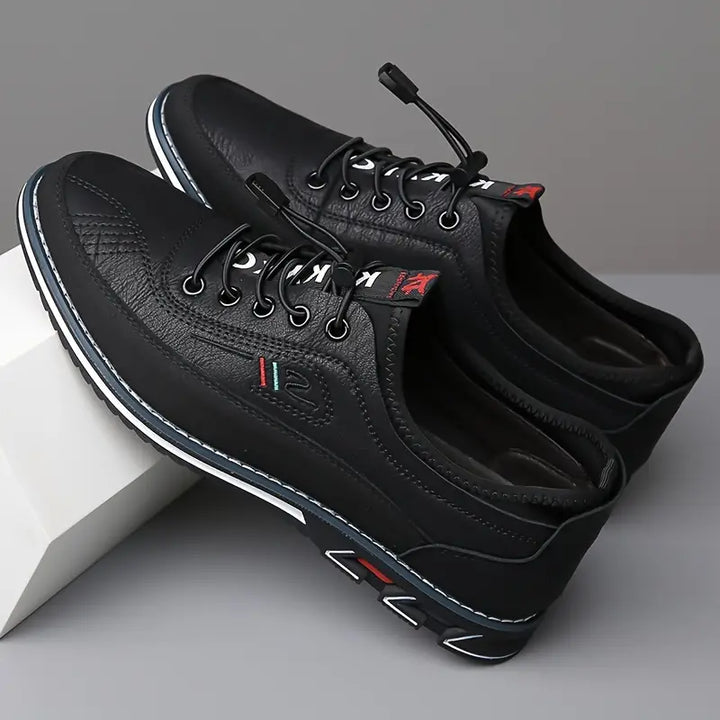 Mens Loafers Lace-Up Leather Contrast Stitching